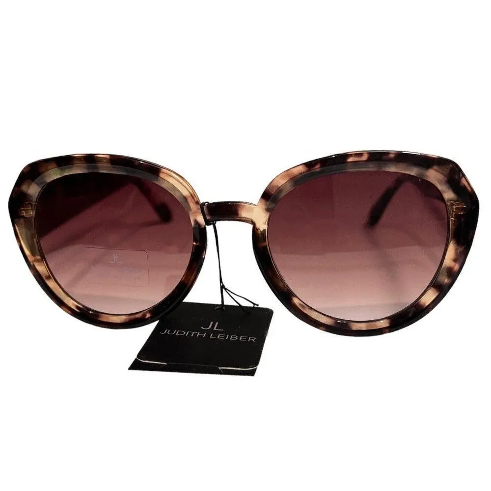 Judith Leiber Sunglasses Women’s Tortoise Round High Bridge‎ Black Brown Violet
